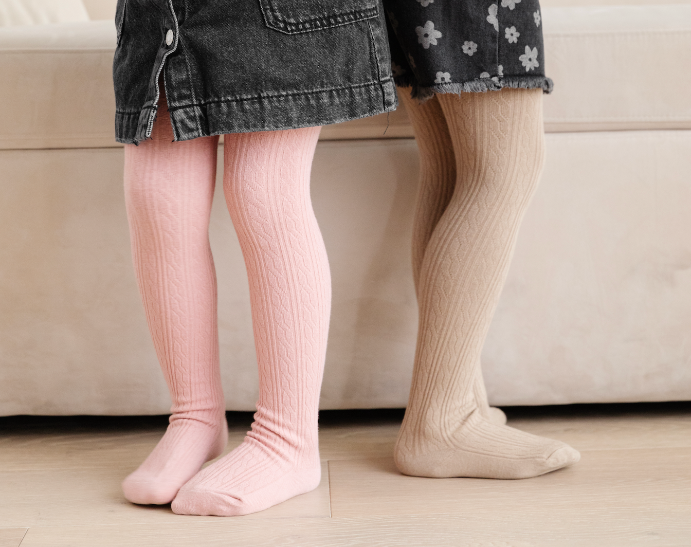 Cable Knit Tights - Oat
