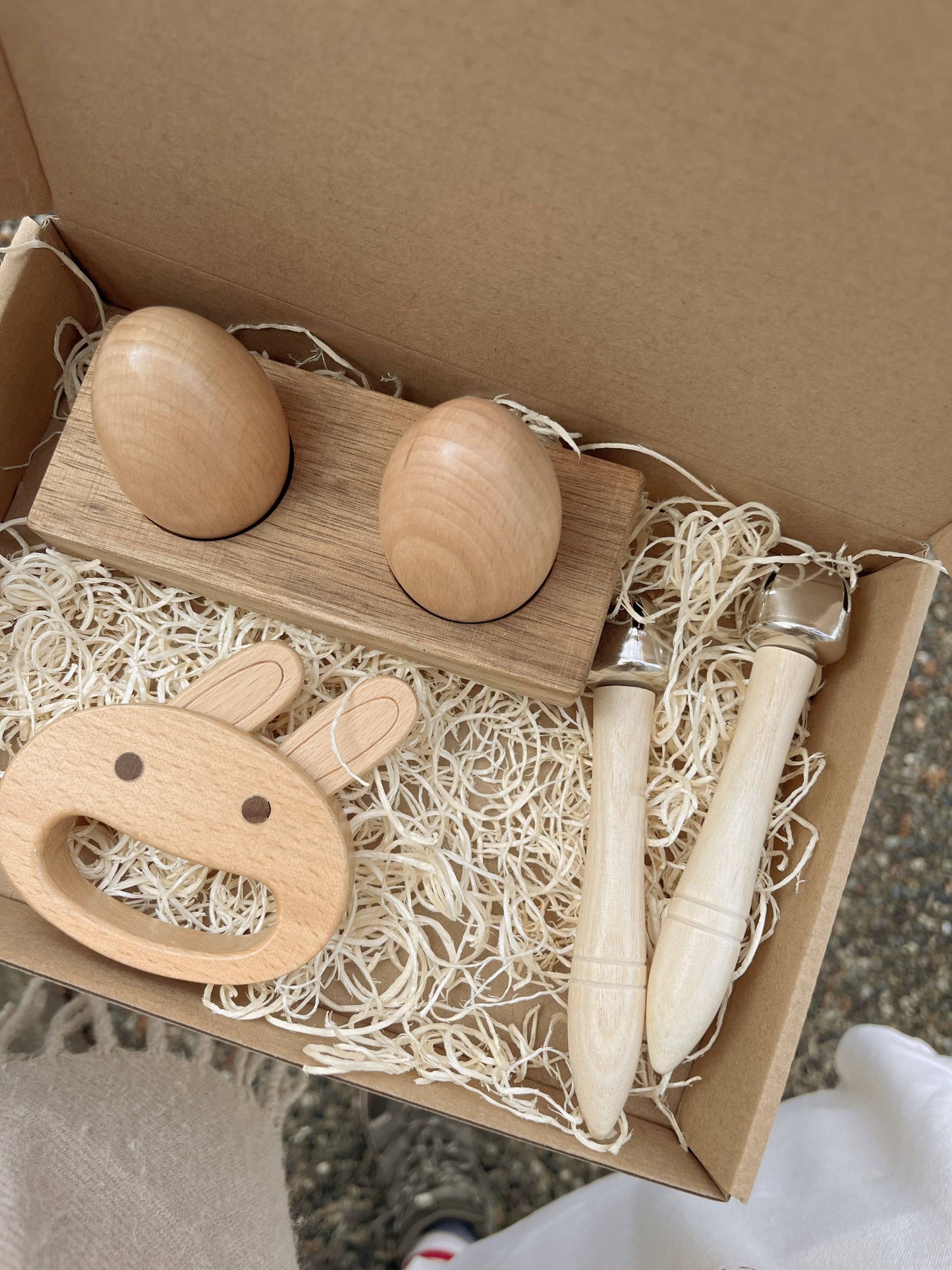 Wooden Egg Shakers with Stand