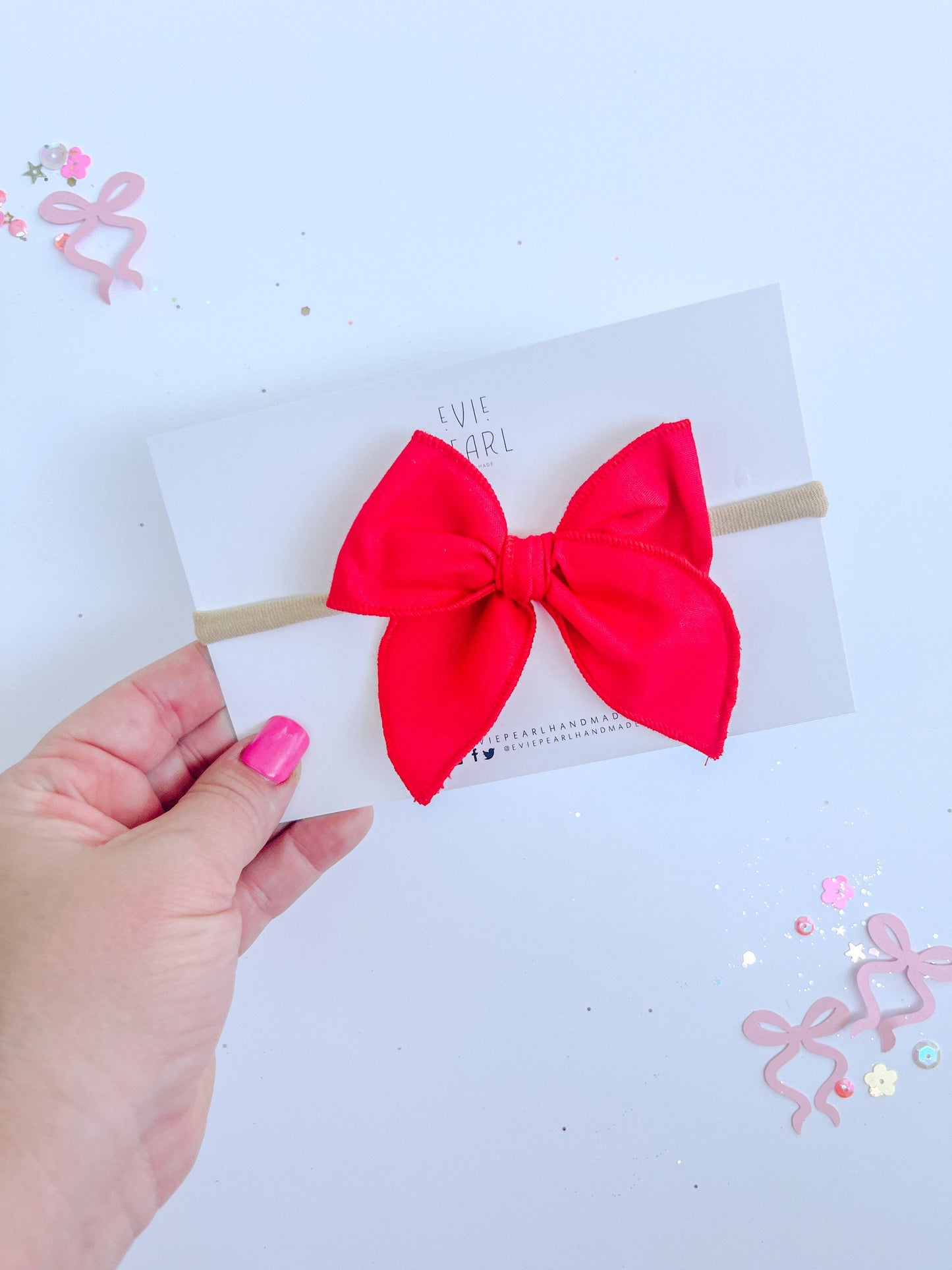 Red Bow Nylon Headband