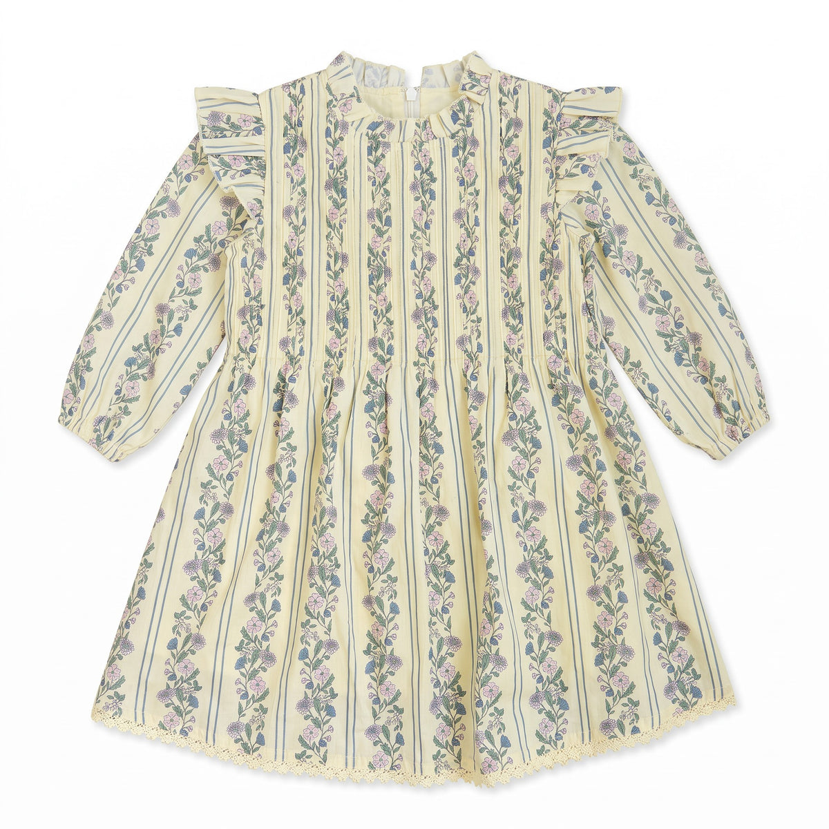 ELIZABETH DRESS (YELLOW FLORAL STRIPE)
