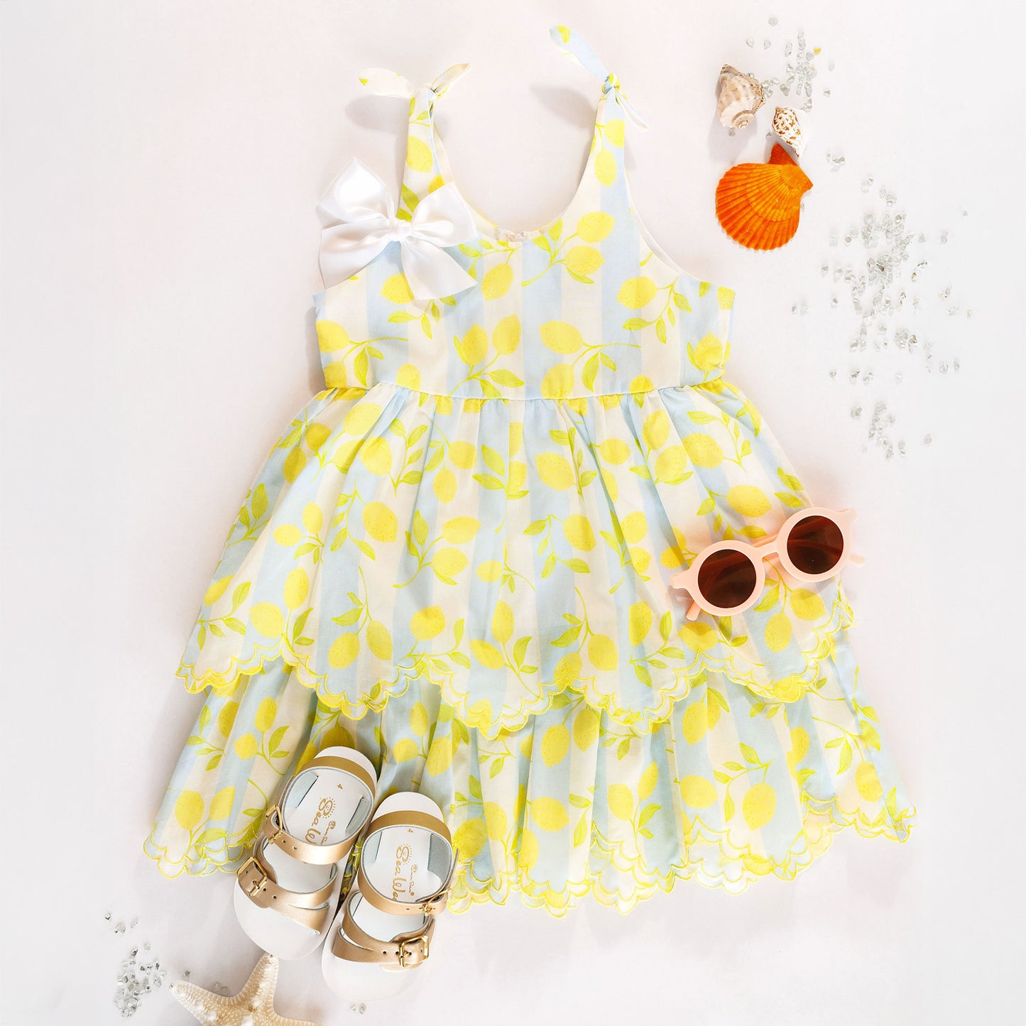 Finley Dress (Lemons Blue)