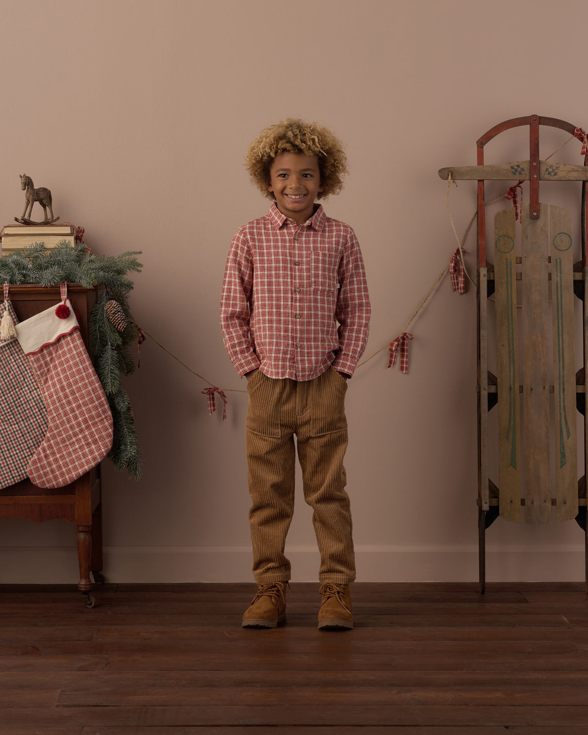 COLLARED LONG SLEEVE SHIRT (VINTAGE PLAID)