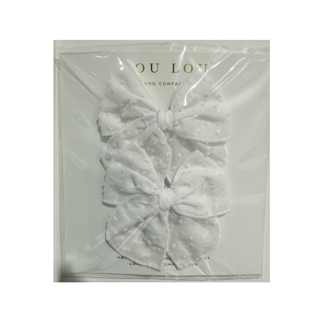 Swiss Dot Pigtail Set (White)