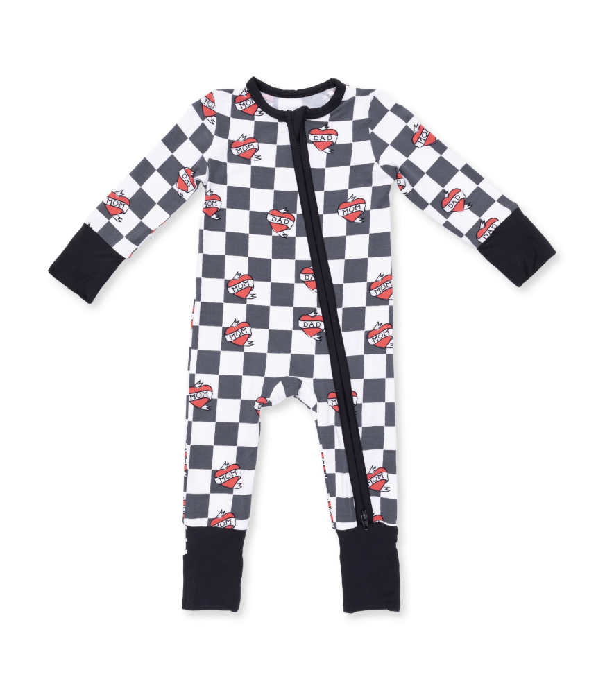 Heart Tattoo Check Black - Convertible Romper