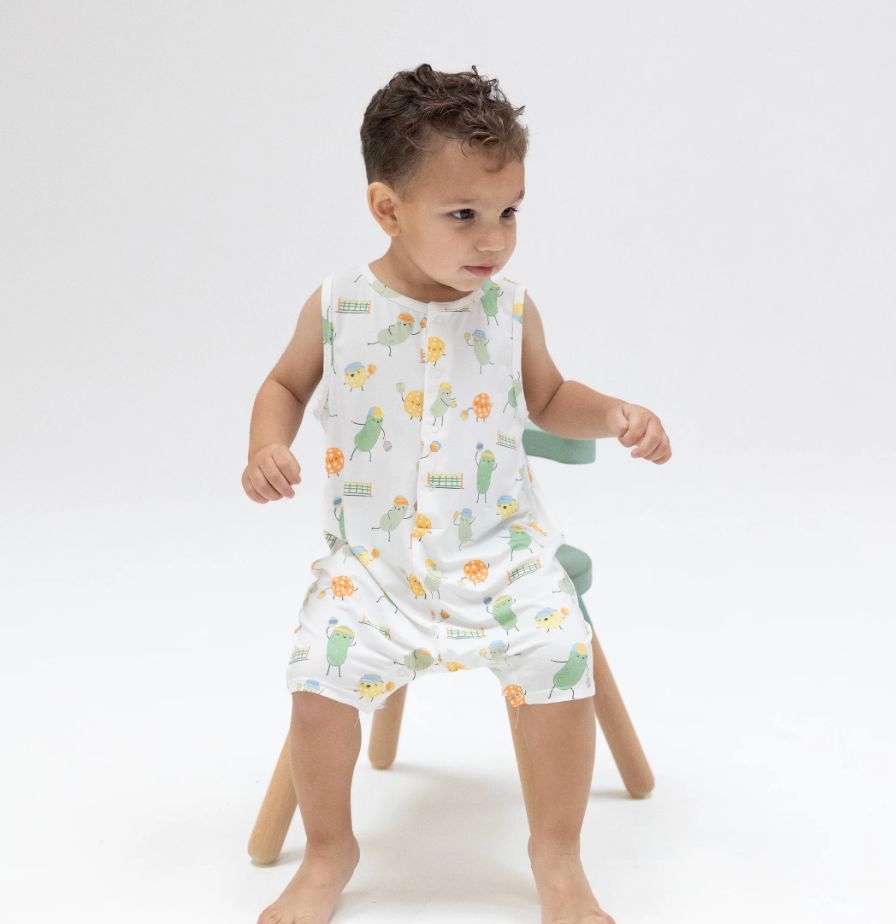 Pickles Playing Pickleball - Sleeveless Shortie Romper