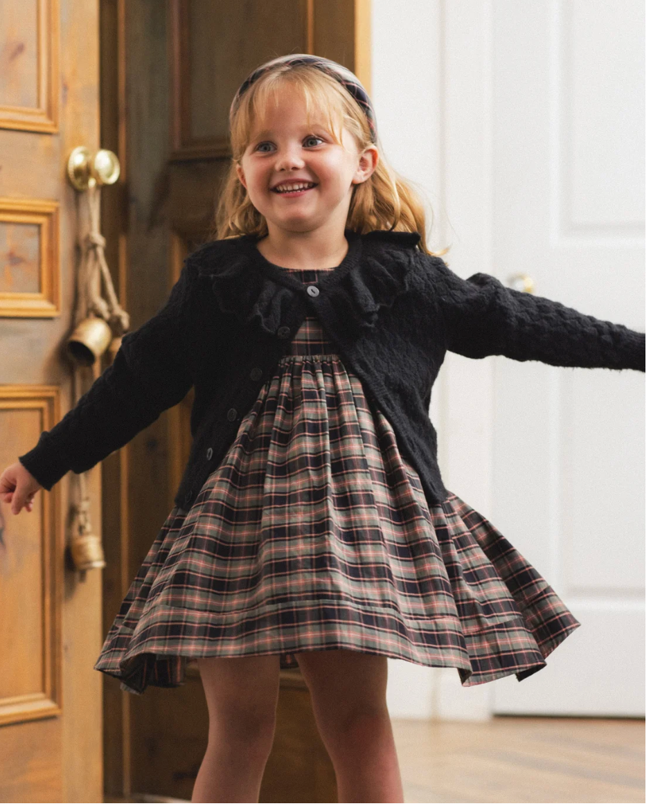 RUFFLE CARDIGAN SWEATER (BLACK)