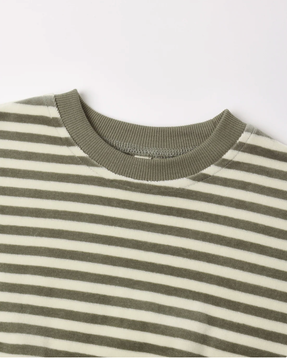VELOUR RELAXED SWEATSHIRT (SPRUCE STRIPE)