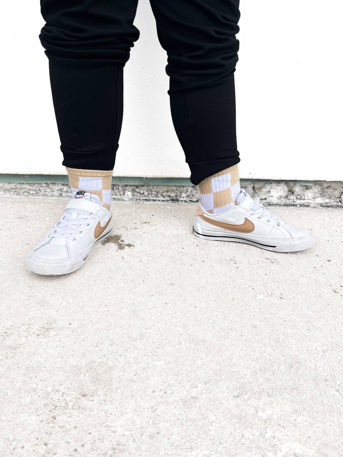 Beige Checker Socks
