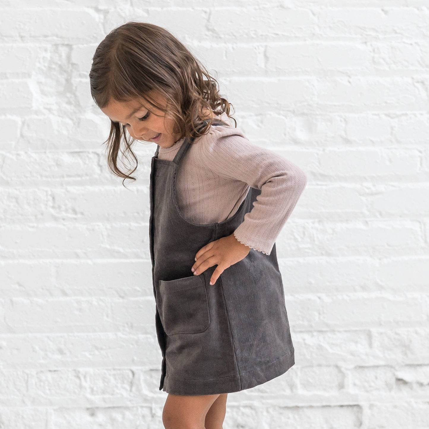 Corduroy Jumper Dress (Ash)
