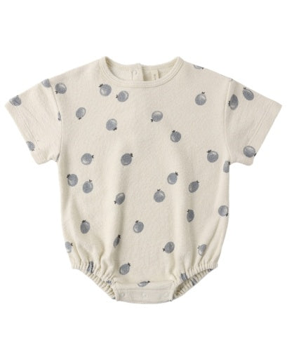 RELAXED SHORT SLEEVE BUBBLE ROMPER BLUEBERRIES