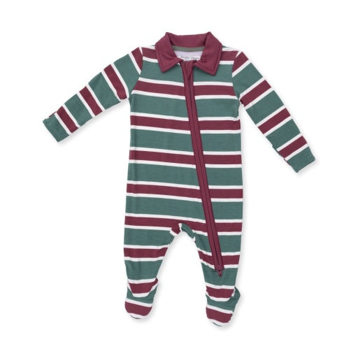Rugby Stripe Green - Polo 2 Way Zipper Footie