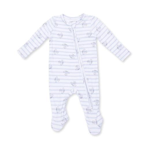 Airplane Stripe - 2 Way Zipper Footie