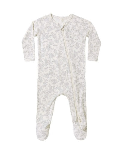 BAMBOO ZIP FOOTIE CLOUD FLORAL