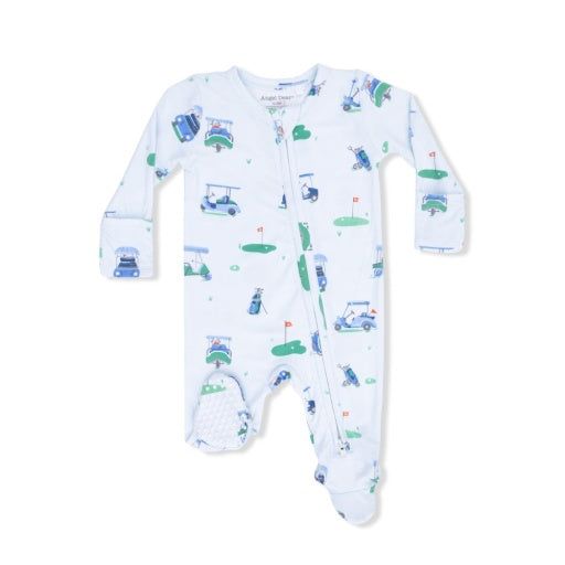 Vintage Golf Carts Blue - 2 Way Zipper Footie