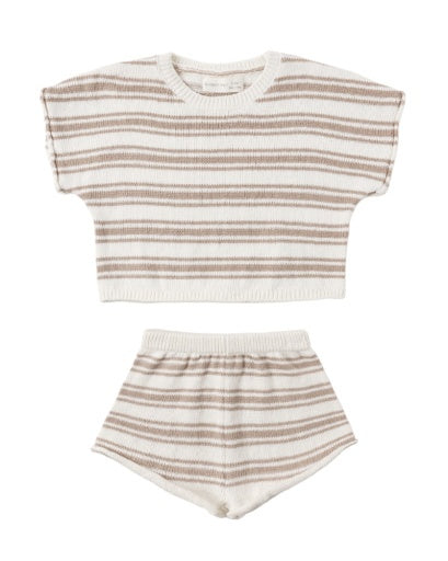 RELAXED SUMMER KNIT SET OAT STRIPE