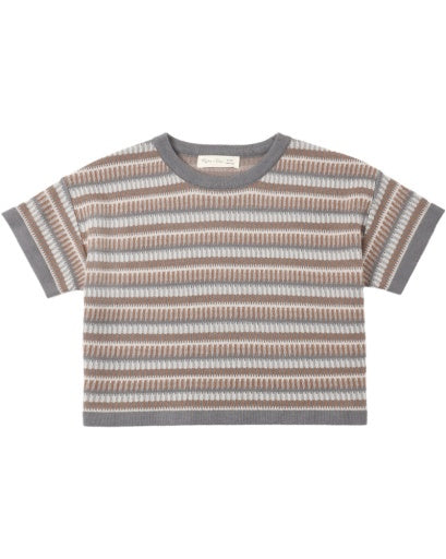 BOXY CROP KNIT TEE (MULTI-STRIPE)