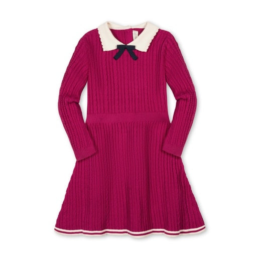 ORGANIC COLLARED FRENCH CABLE SWEATER DRESS