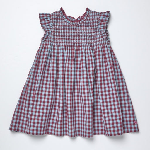girls stevie dress - red light blue check