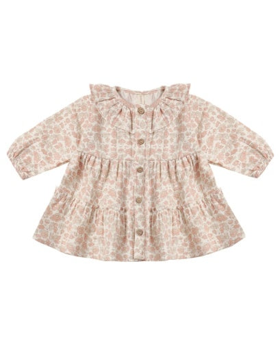 RUFFLE COLLAR BUTTON DRESS PINK BLOSSOM