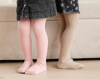 Cable Knit Tights - Oat