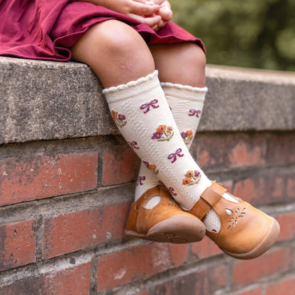 Vanilla Floral Knee High Socks