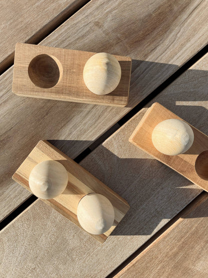 Wooden Egg Shakers with Stand
