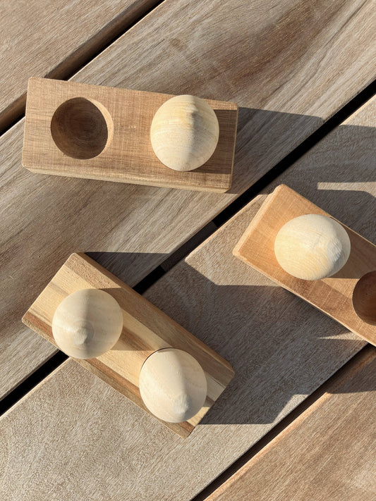 Wooden Egg Shakers with Stand