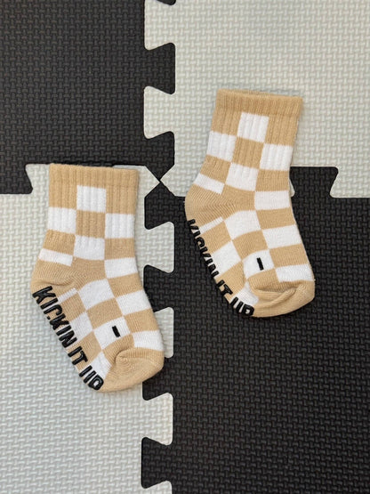 Beige Checker Socks