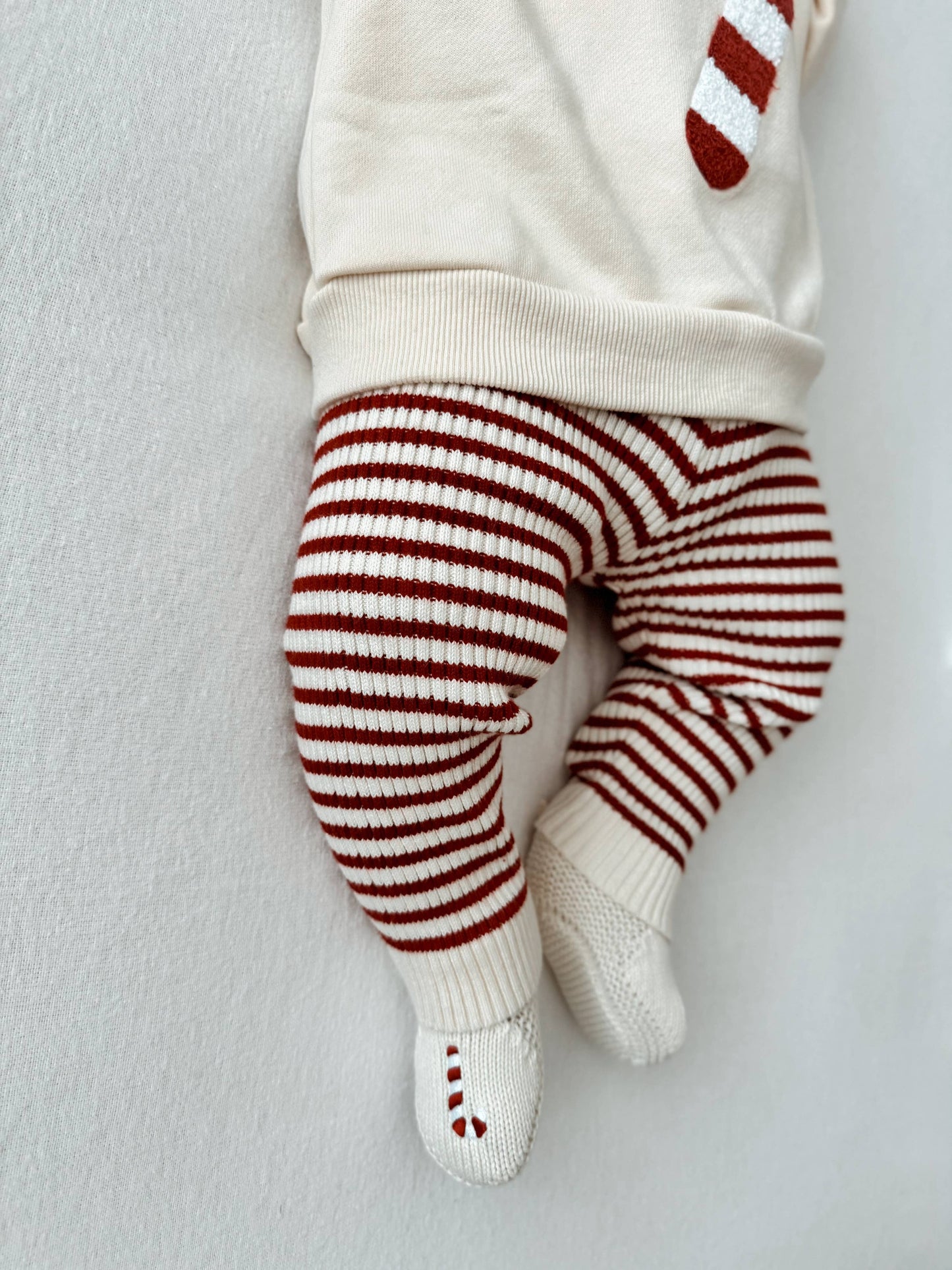 Candy Cane Embroidered Booties *FINAL SALE*