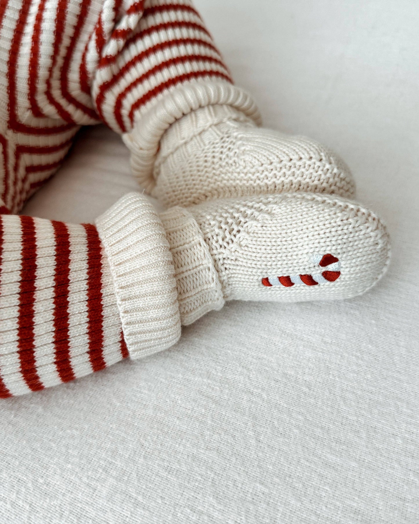 Candy Cane Embroidered Booties *FINAL SALE*