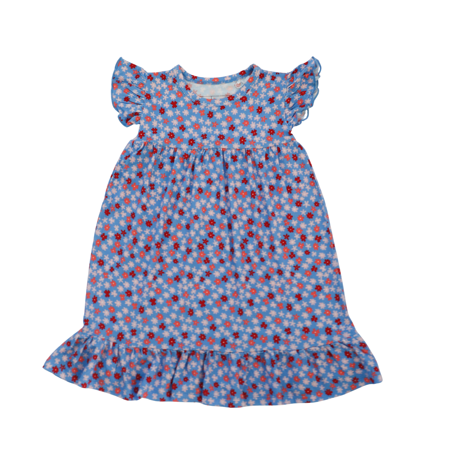Ruffle Gown (Blue Ditsy Floral)