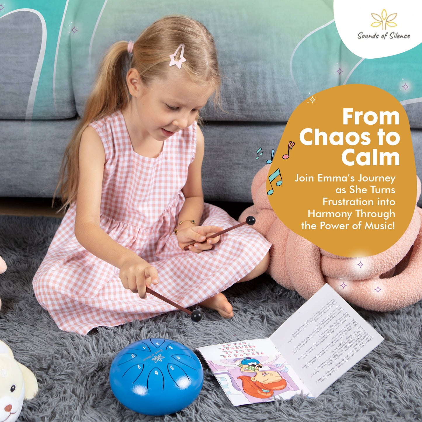 Magic Calm Drum Steel Tongue Drum Set (Blue)