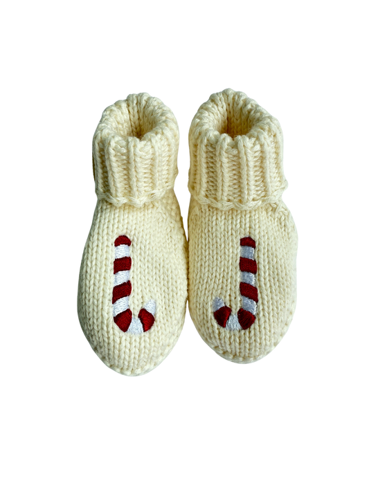 Candy Cane Embroidered Booties *FINAL SALE*