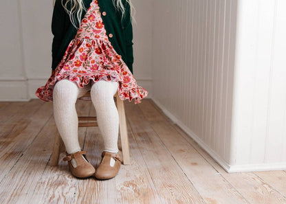 Cable Knit Tights - Heathered Ivory