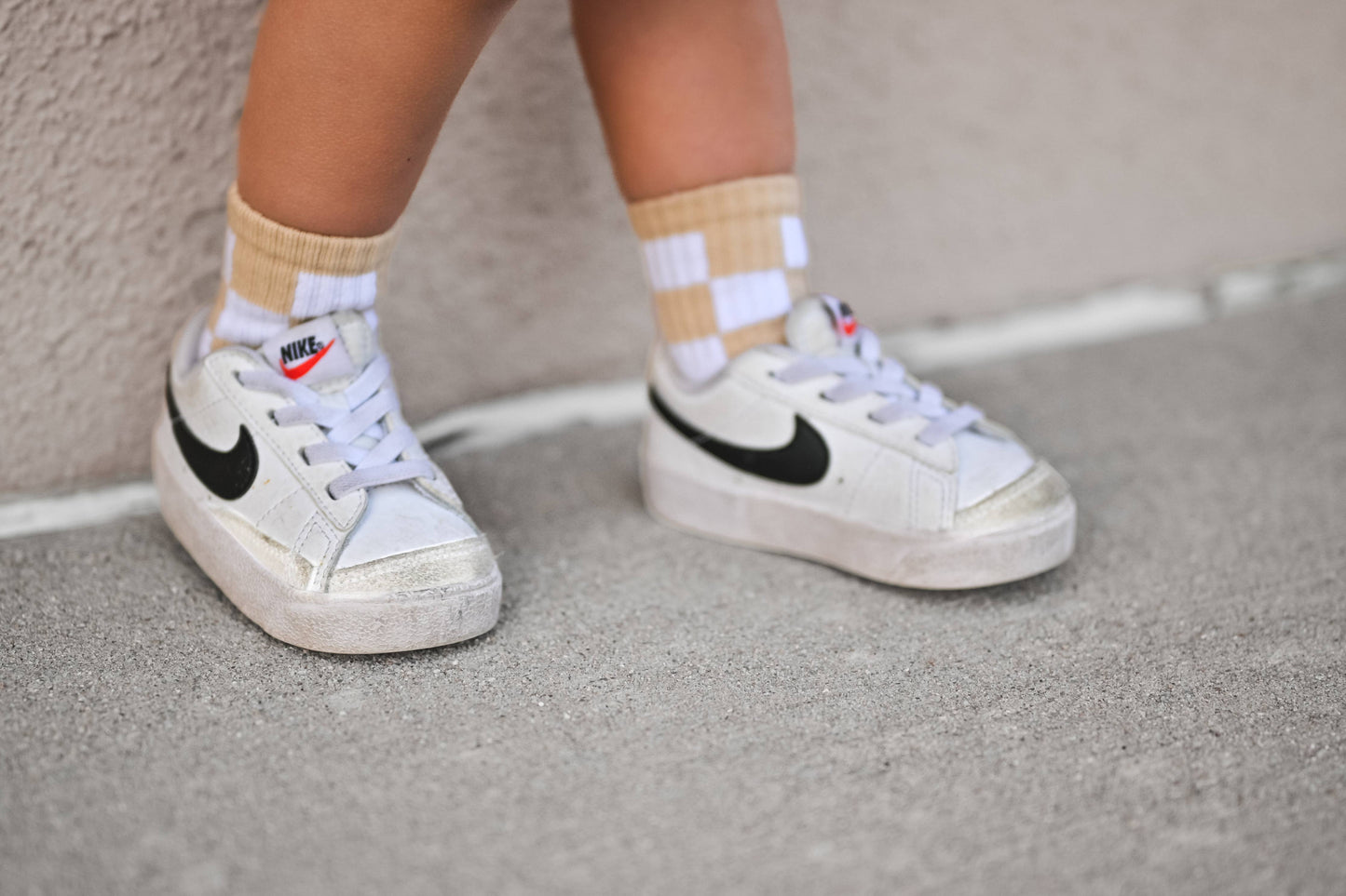 Beige Checker Socks