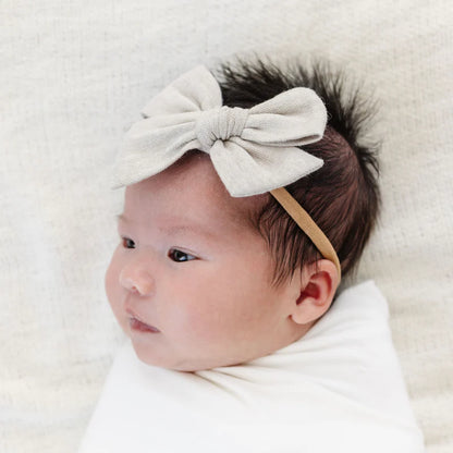 Linen Bow Headband  (Oatmeal Chambray)