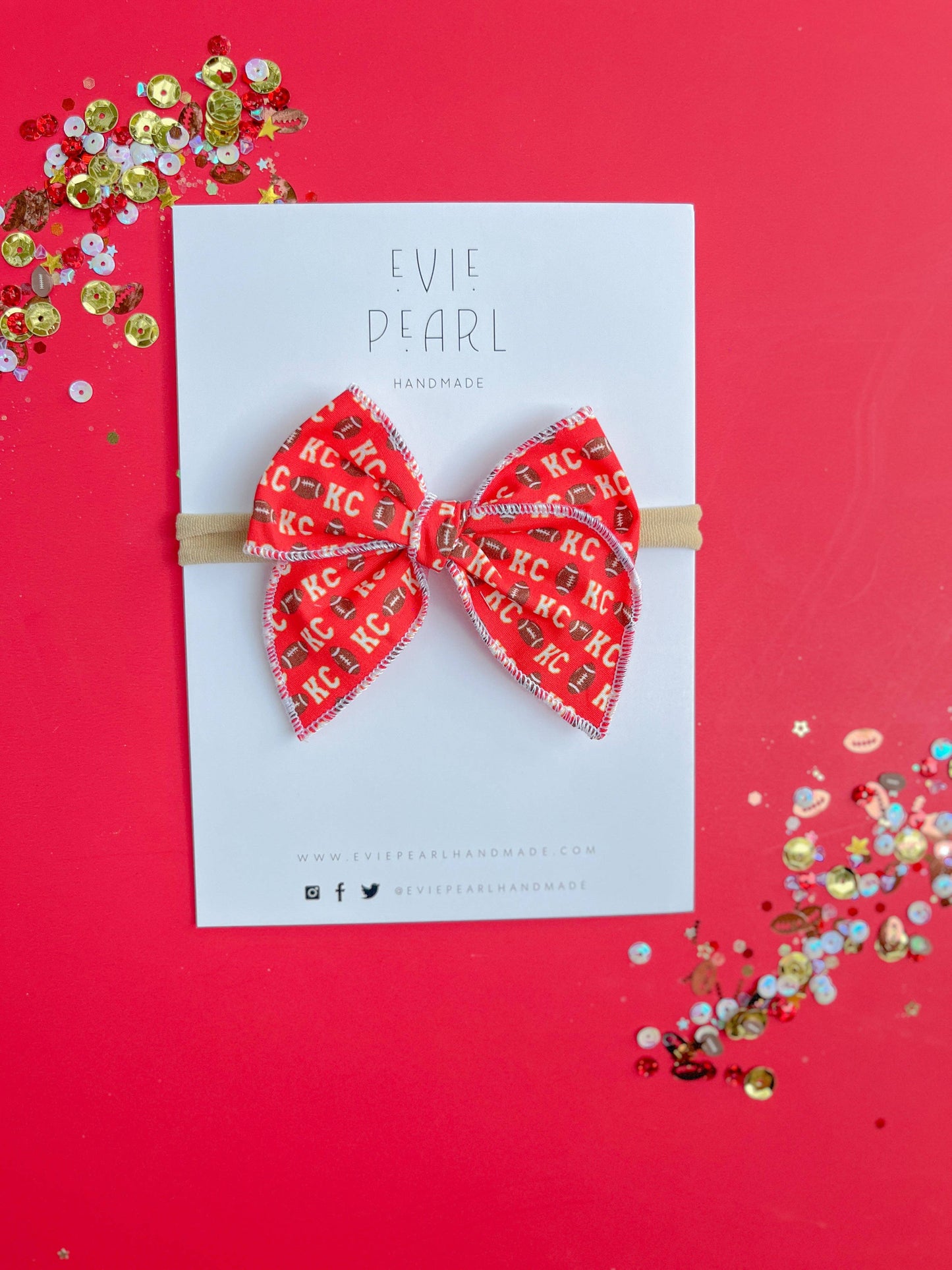 Red KC Football Small Bow