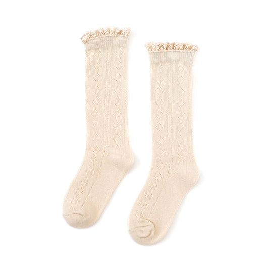 Fancy Lace Top Knee Highs - Vanilla