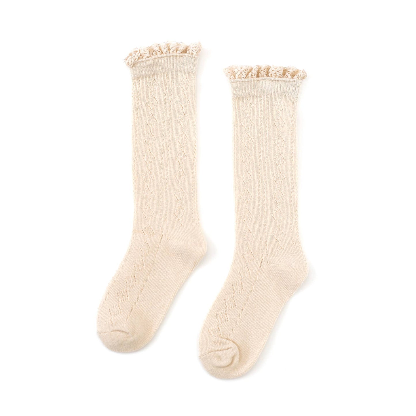 Fancy Lace Top Knee Highs - Vanilla