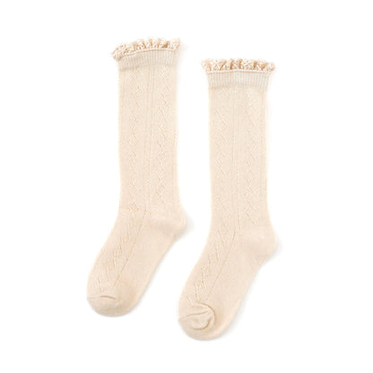 Fancy Lace Top Knee Highs - Vanilla
