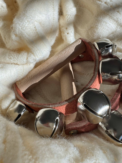 Velvet Wooden Hand Bell Leather Strap