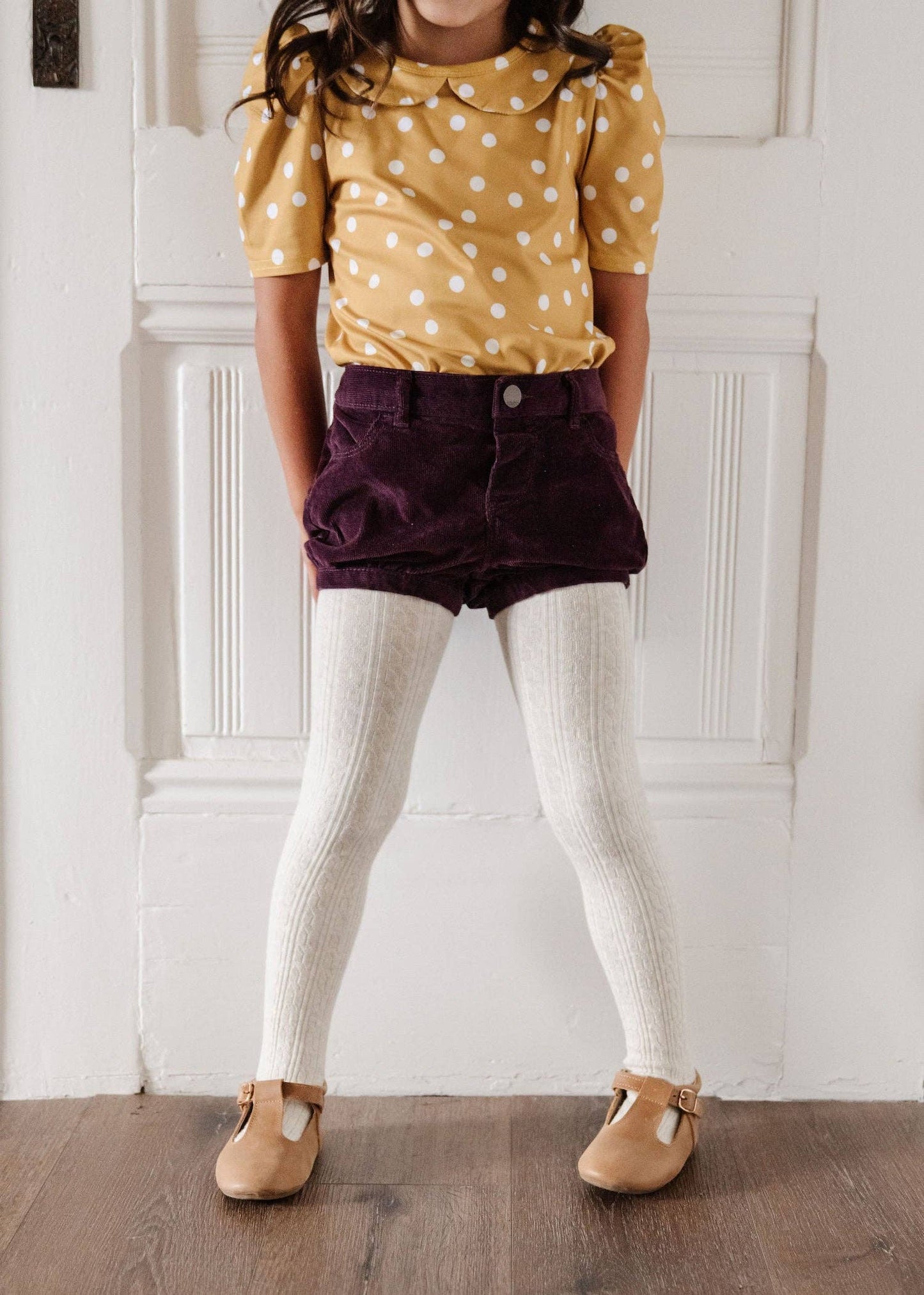 Cable Knit Tights - Heathered Ivory