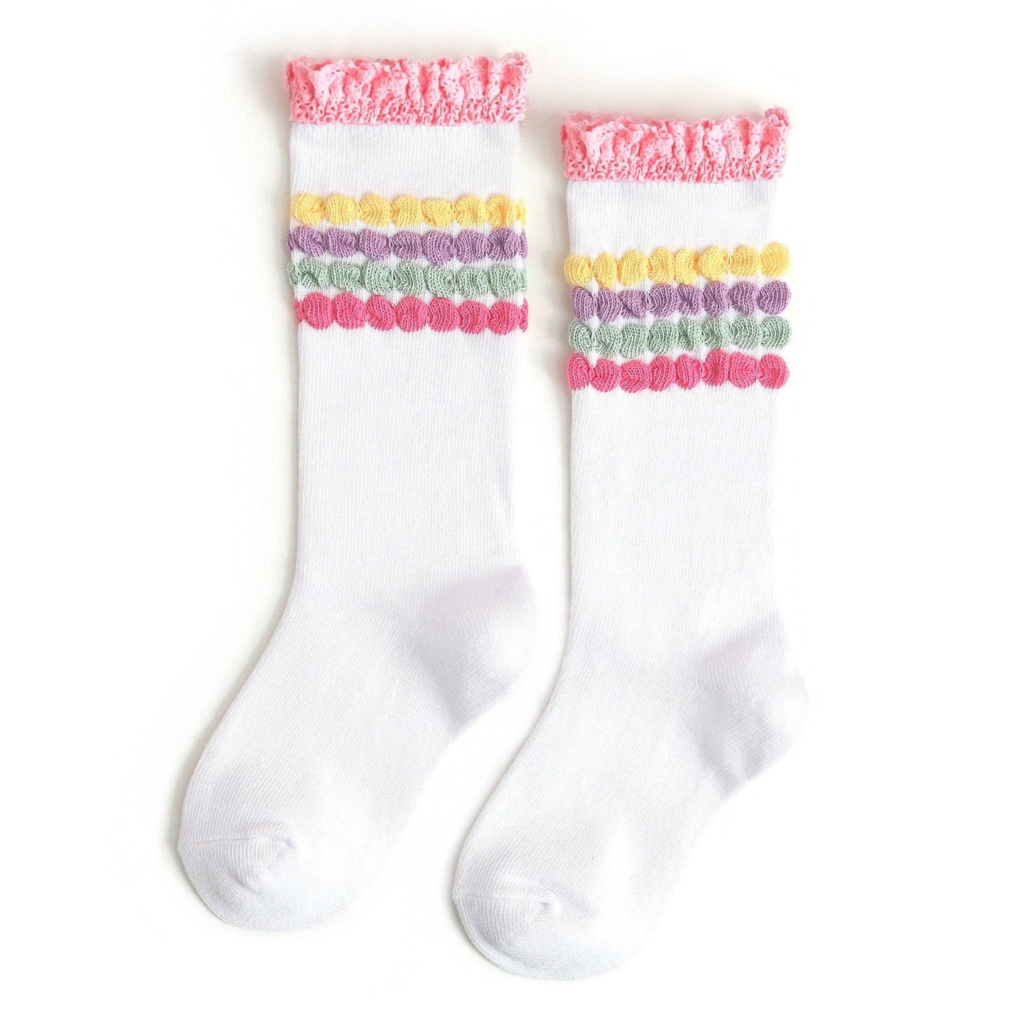 Lace Top Knee High Socks- PASTEL BUBBLE
