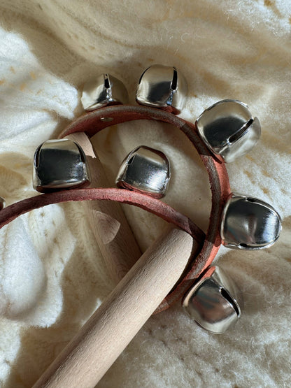 Velvet Wooden Hand Bell Leather Strap