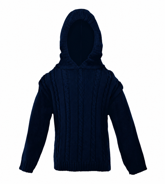 Baby Navy Cable Zip Back Sweater