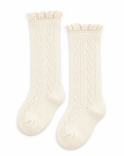 Fancy Lace Top Knee High Socks