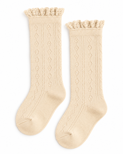 Fancy Lace Top Knee High Socks