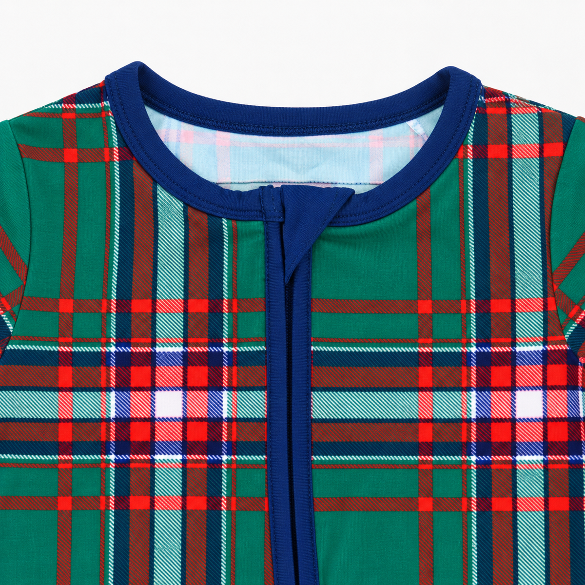 Zipper Romper (Christmas Green Plaid)