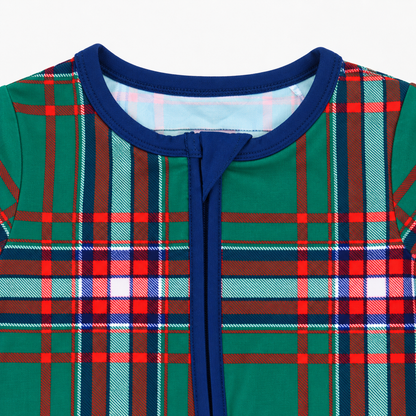 Zipper Romper (Christmas Green Plaid)