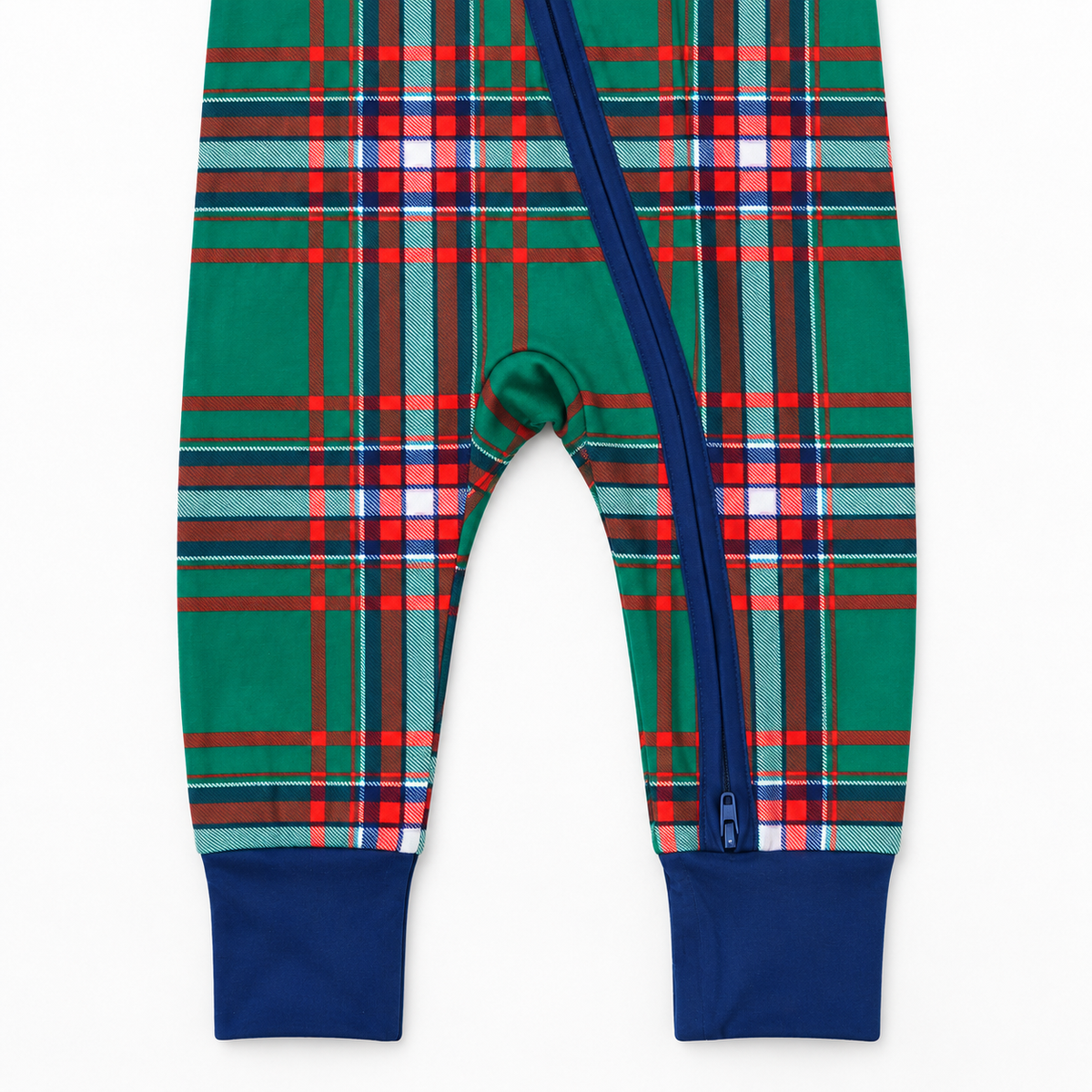 Zipper Romper (Christmas Green Plaid)